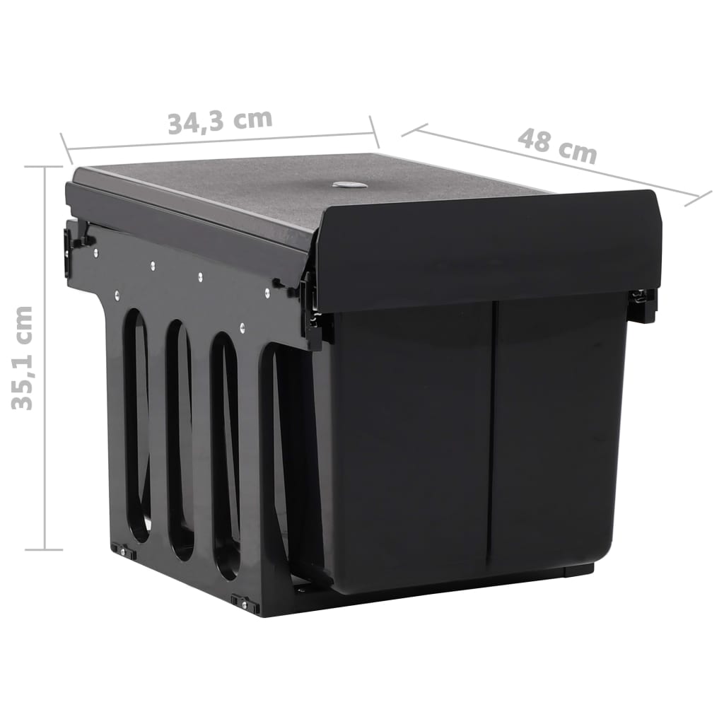 vidaXL Kitchen Cupboard Pull-out Dustbin Soft-Close 48 L