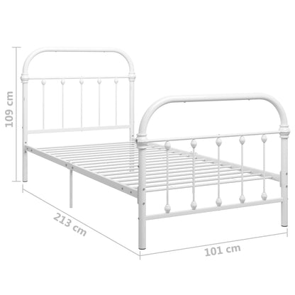 284492 vidaXL Bed Frame without Mattress White Metal 90x200 cm