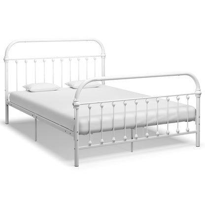 vidaXL Bed Frame | White | Metal | Double | Heavy Weight Endurance | Bed Frame
