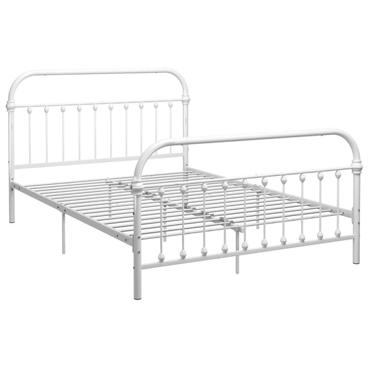 vidaXL Bed Frame | White | Metal | Double | Heavy Weight Endurance | Bed Frame