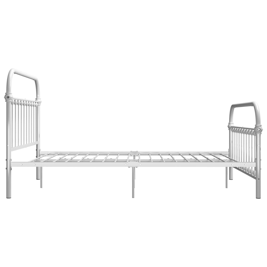 vidaXL Bed Frame | White | Metal | Double | Heavy Weight Endurance | Bed Frame
