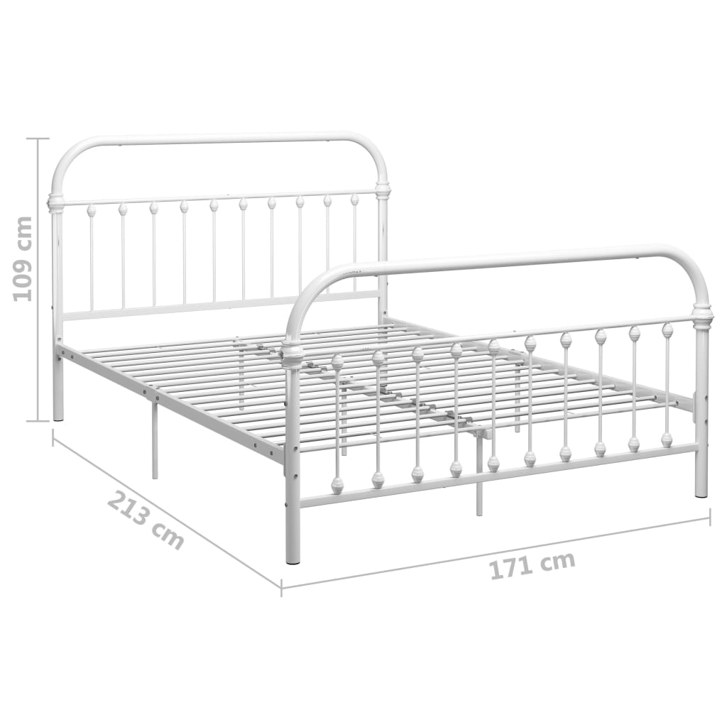 vidaXL Bed Frame | White | Metal | Double | Heavy Weight Endurance | Bed Frame