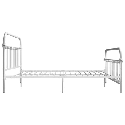 vidaXL Bed Frame without Mattress with Headboard White 180x200 cm Super King Metal