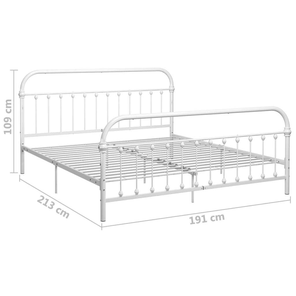 vidaXL Bed Frame without Mattress with Headboard White 180x200 cm Super King Metal