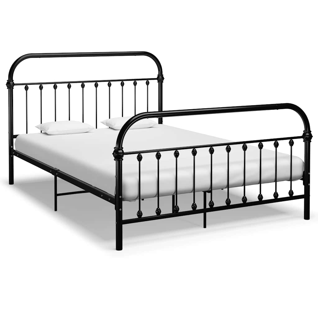 vidaXL Bed Frame | Black | Metal | Double | Heavy Duty | Vintage