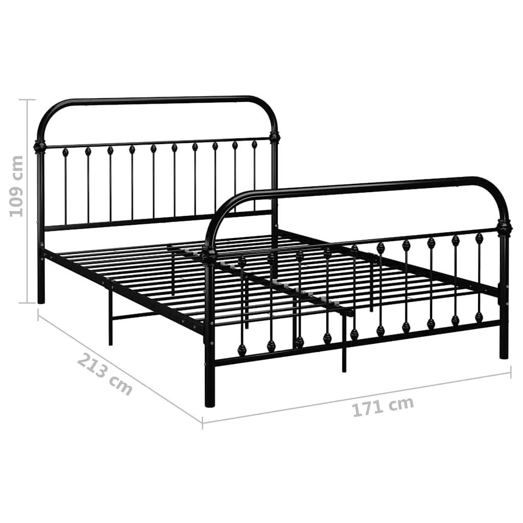 vidaXL Bed Frame | Black | Metal | Double | Heavy Duty | Vintage