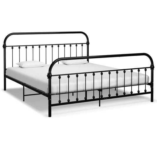 vidaXL Bed Frame without Mattress with Headboard Black 180x200 cm Super King Metal