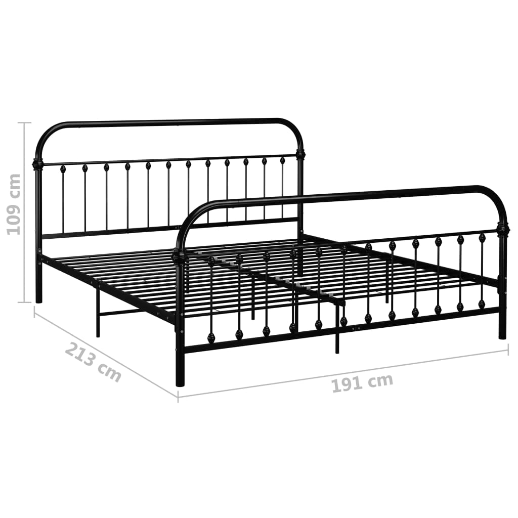 vidaXL Bed Frame | Black | Metal | Super King | Classic/Traditional | Bed Frame