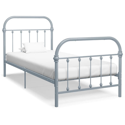vidaXL Bed Frame | Grey | Metal | Fits 90x200 cm Mattress | Durable