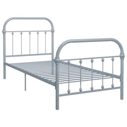 vidaXL Bed Frame | Grey | Metal | Fits 90x200 cm Mattress | Durable