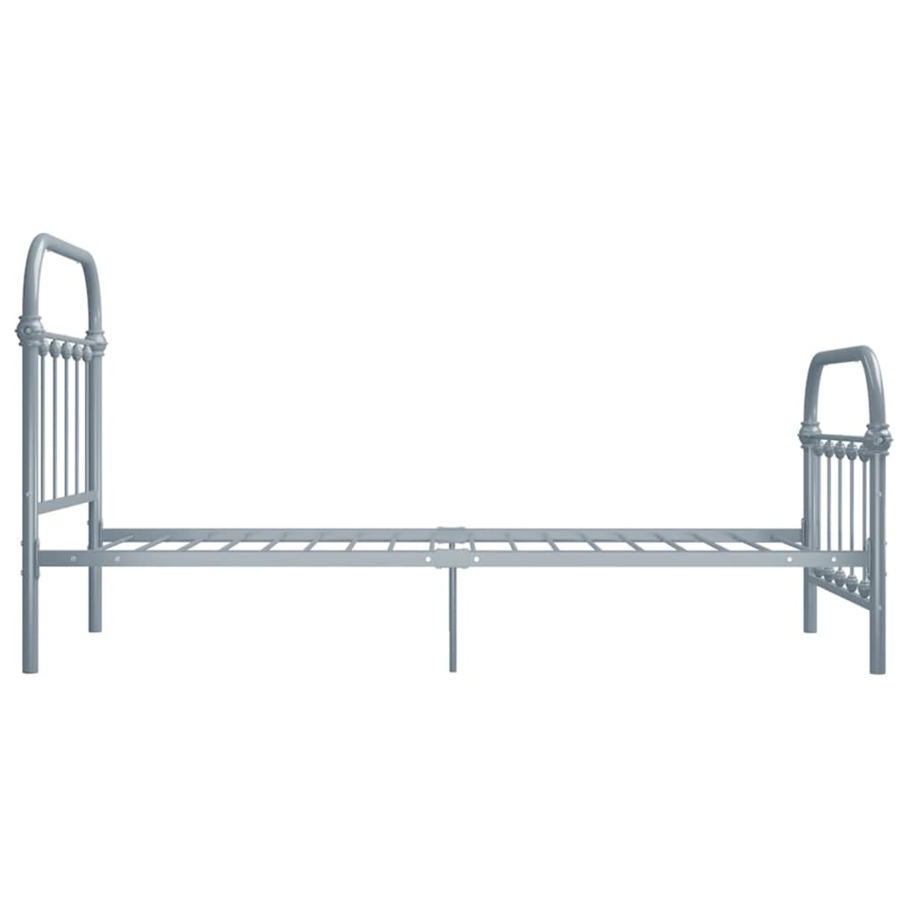 vidaXL Bed Frame | Grey | Metal | Fits 90x200 cm Mattress | Durable