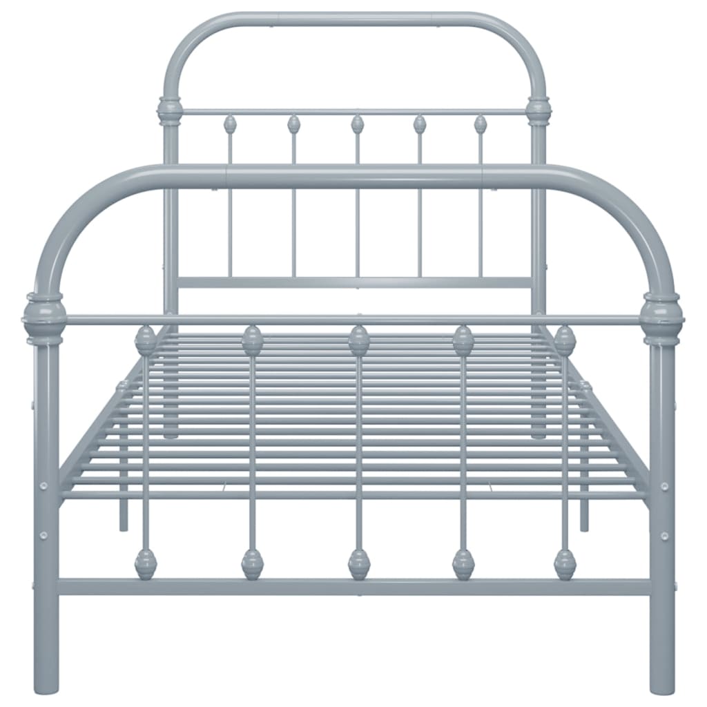 vidaXL Bed Frame | Grey | Metal | Fits 90x200 cm Mattress | Durable