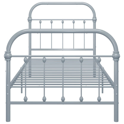 vidaXL Bed Frame | Grey | Metal | Fits 90x200 cm Mattress | Durable