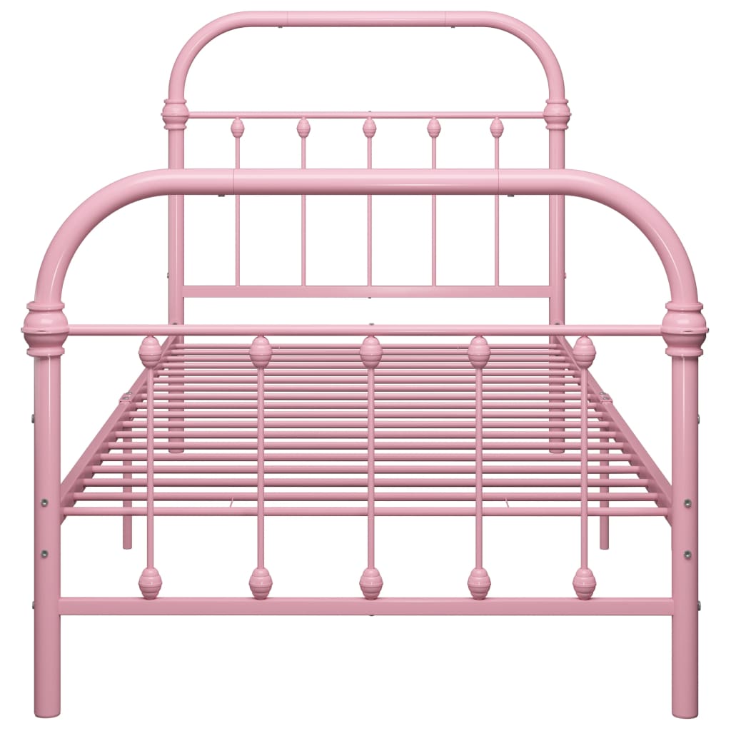 284511 vidaXL Bed Frame without Mattress Pink Metal 100x200 cm