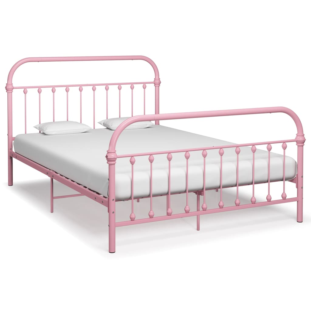 284513 vidaXL Bed Frame without Mattress Pink Metal 140x200 cm