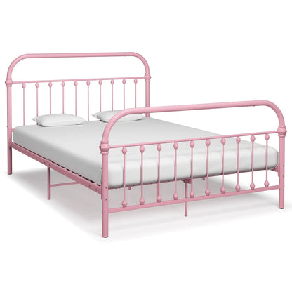 284513 vidaXL Bed Frame without Mattress Pink Metal 140x200 cm