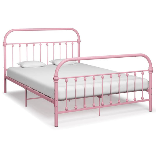 284513 vidaXL Bed Frame without Mattress Pink Metal 140x200 cm