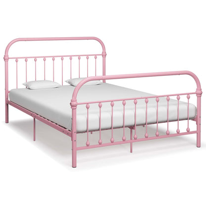 284514 vidaXL Bed Frame without Mattress Pink Metal 160x200 cm