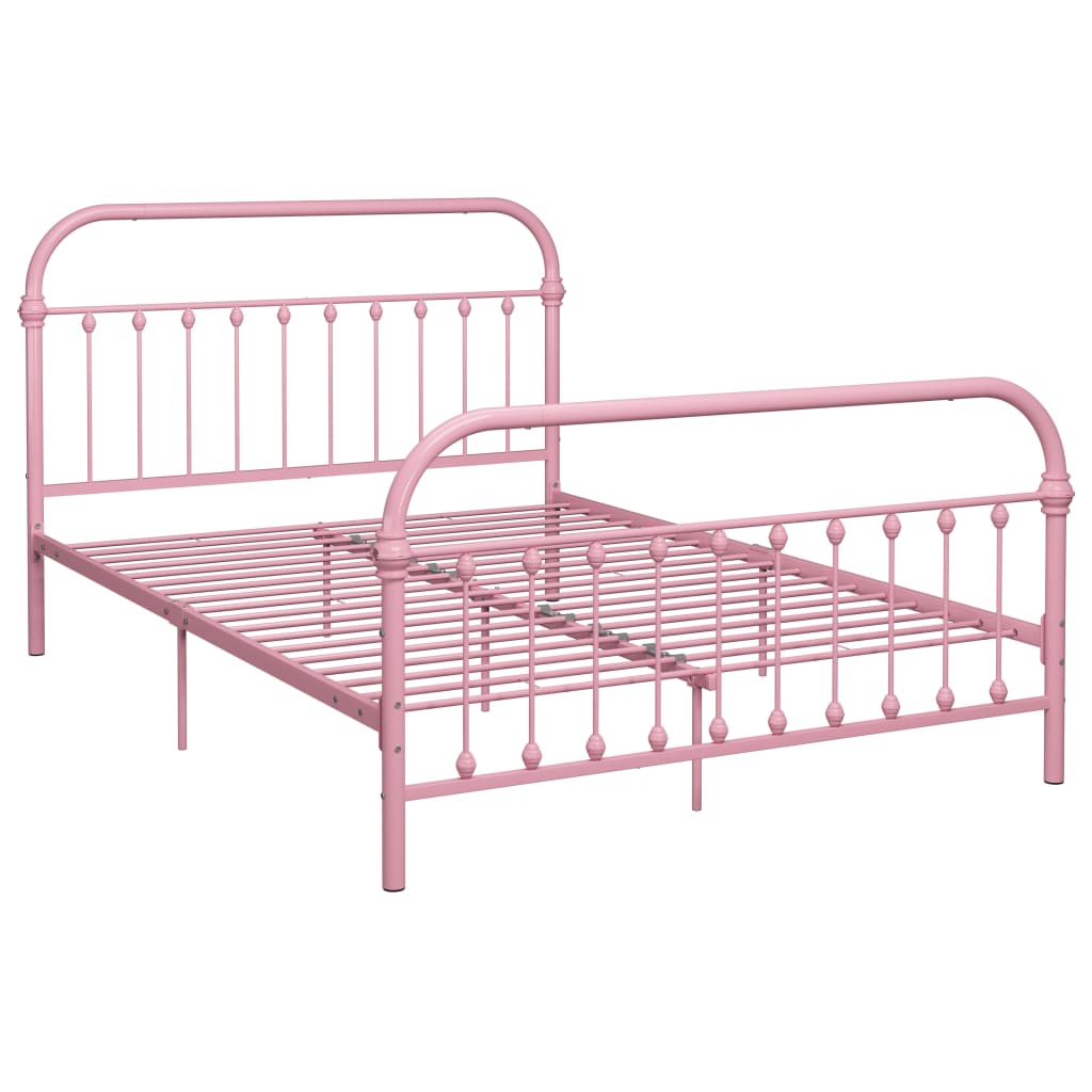 284514 vidaXL Bed Frame without Mattress Pink Metal 160x200 cm