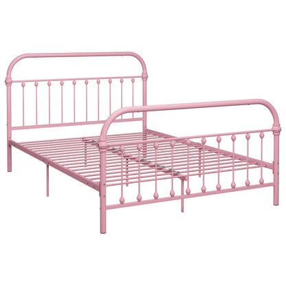284514 vidaXL Bed Frame without Mattress Pink Metal 160x200 cm