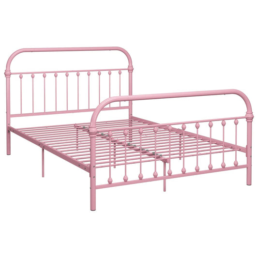 284514 vidaXL Bed Frame without Mattress Pink Metal 160x200 cm