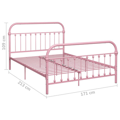 284514 vidaXL Bed Frame without Mattress Pink Metal 160x200 cm