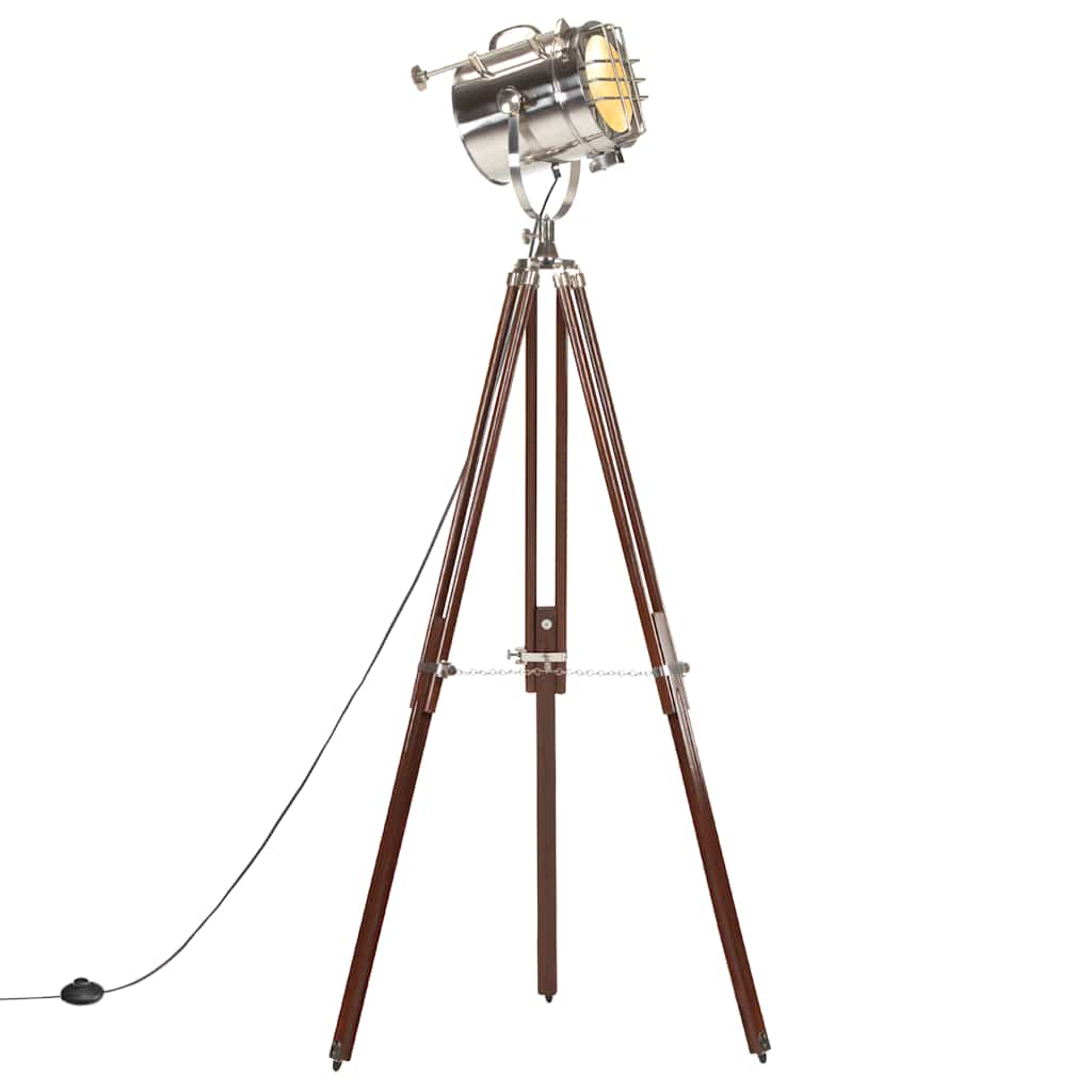 vidaXL Floor Lamp | Natural and silver | Solid mango wood, steel | Large