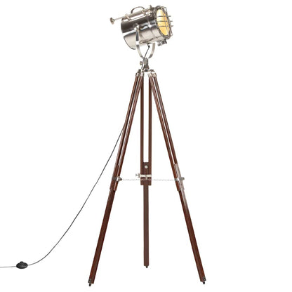 vidaXL Floor Lamp | Natural and silver | Solid mango wood, steel | Large