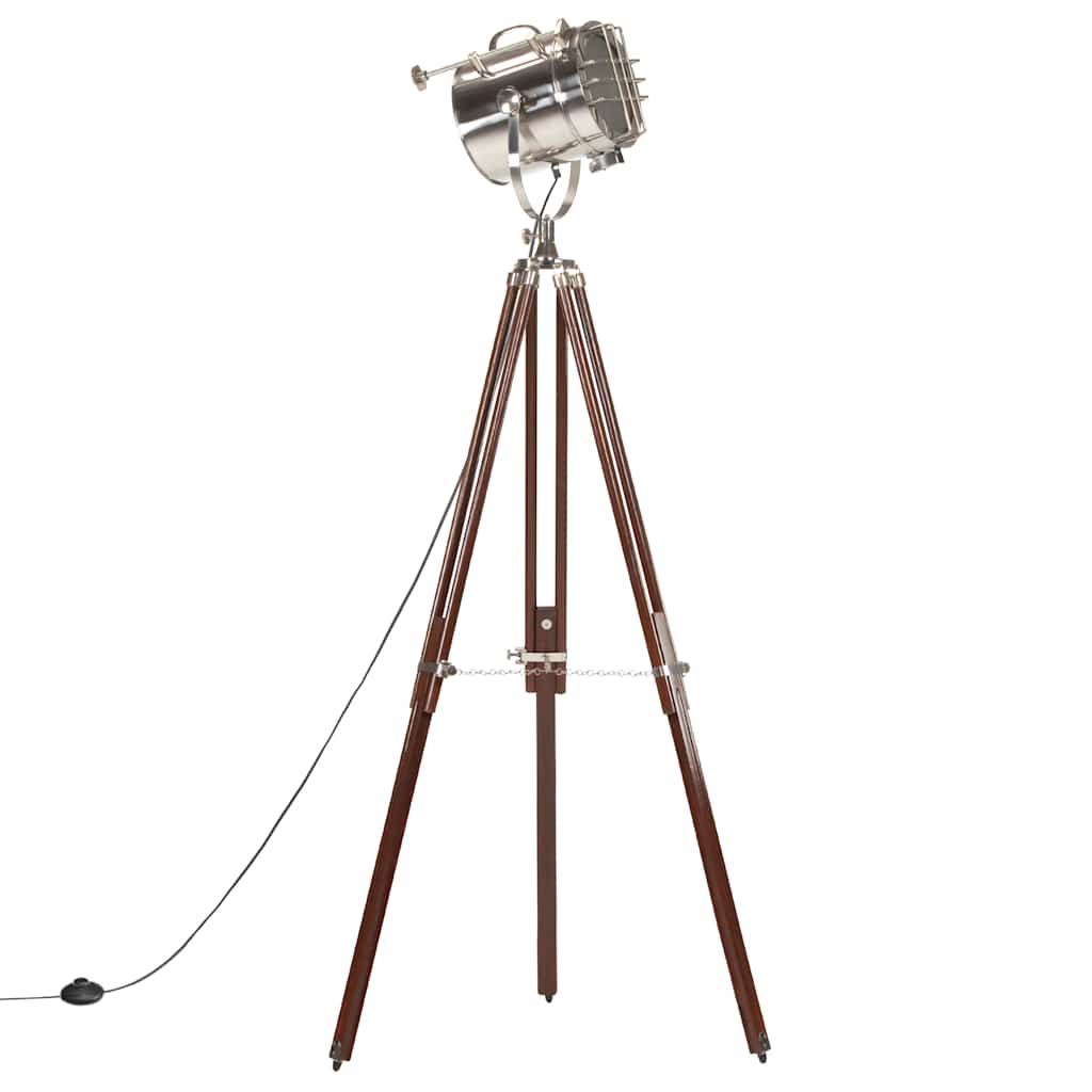 vidaXL Floor Lamp | Natural and silver | Solid mango wood, steel | Large