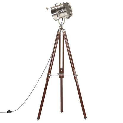 vidaXL Floor Lamp | Natural and silver | Solid mango wood, steel | Large