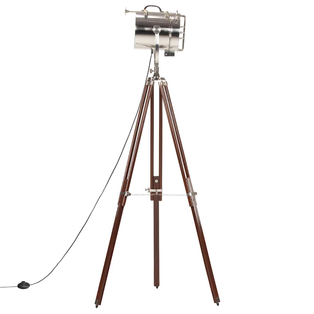 vidaXL Floor Lamp | Natural and silver | Solid mango wood, steel | Large
