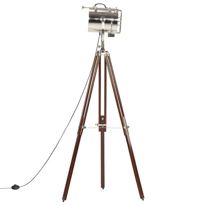 vidaXL Floor Lamp | Natural and silver | Solid mango wood, steel | Large