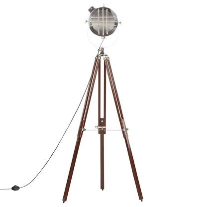vidaXL Floor Lamp | Natural and silver | Solid mango wood, steel | Large