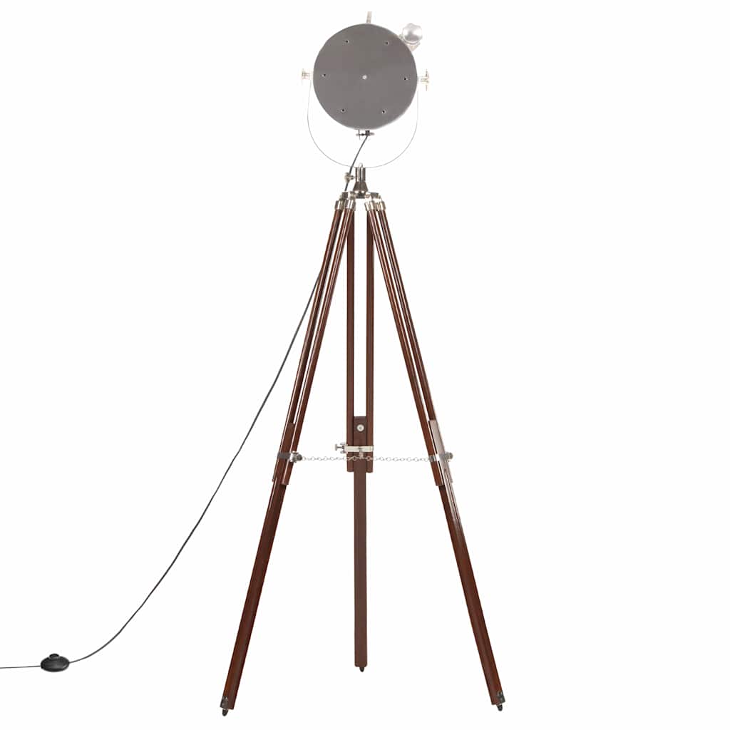 vidaXL Floor Lamp | Natural and silver | Solid mango wood, steel | Large