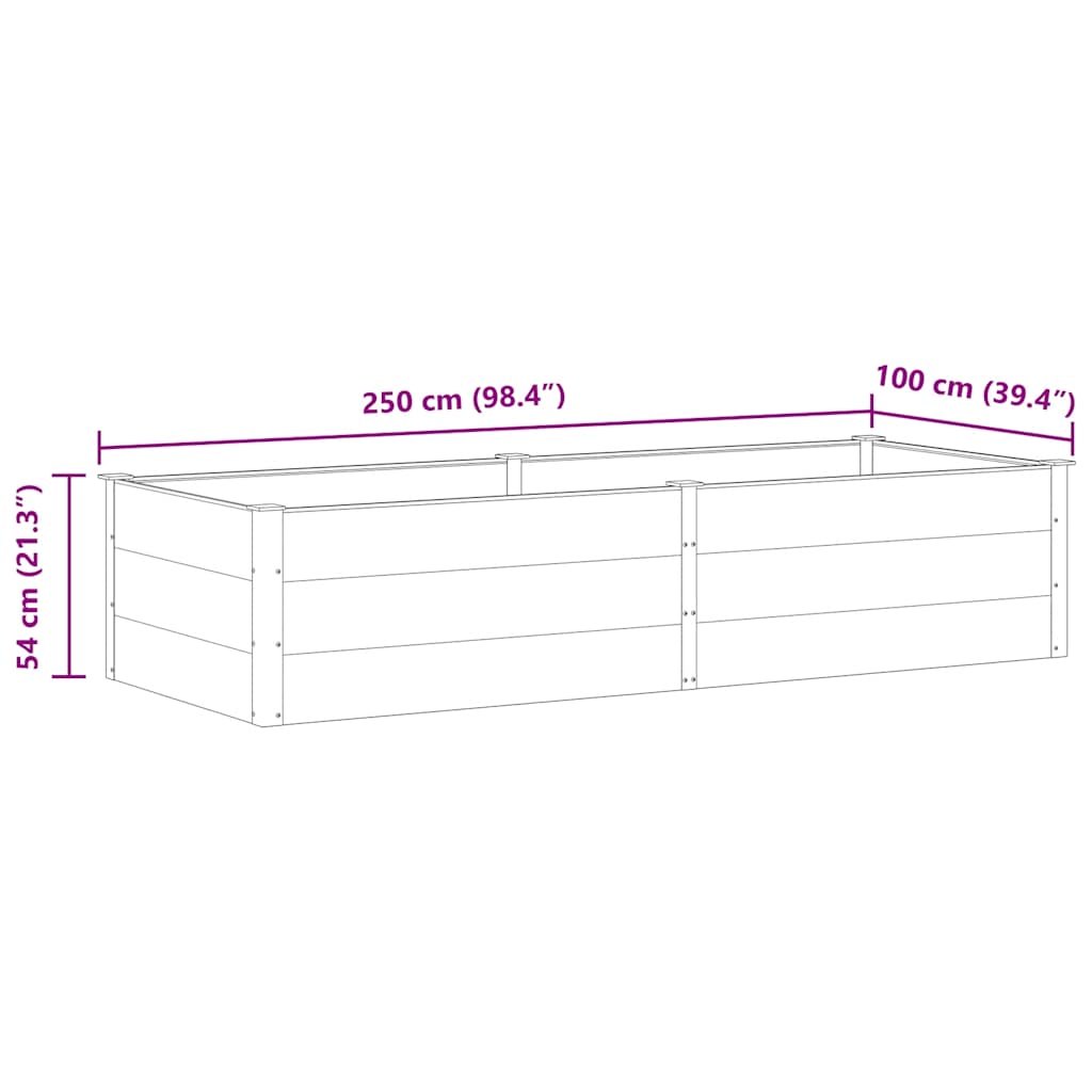 vidaXL Garden Raised Bed 250x100x54 cm WPC Grey