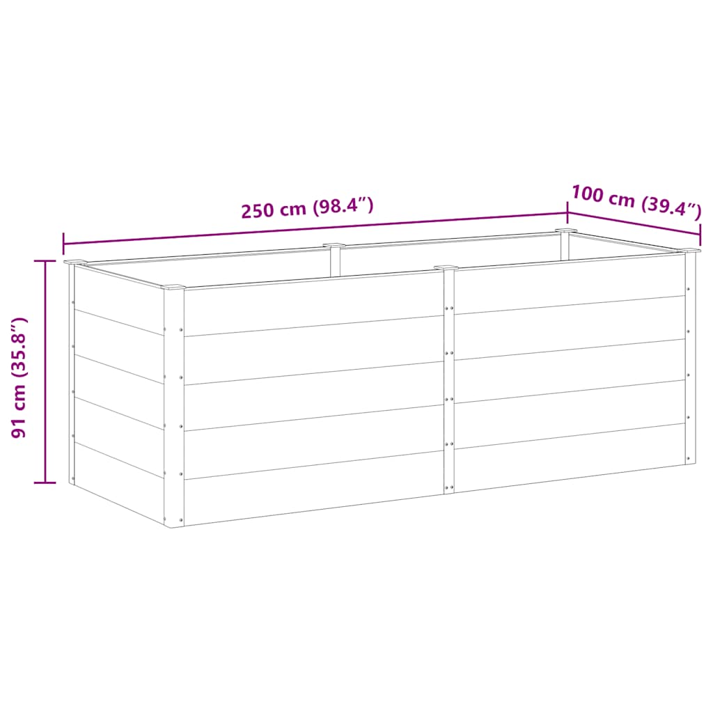 vidaXL Garden Raised Bed 250x100x91 cm WPC Grey