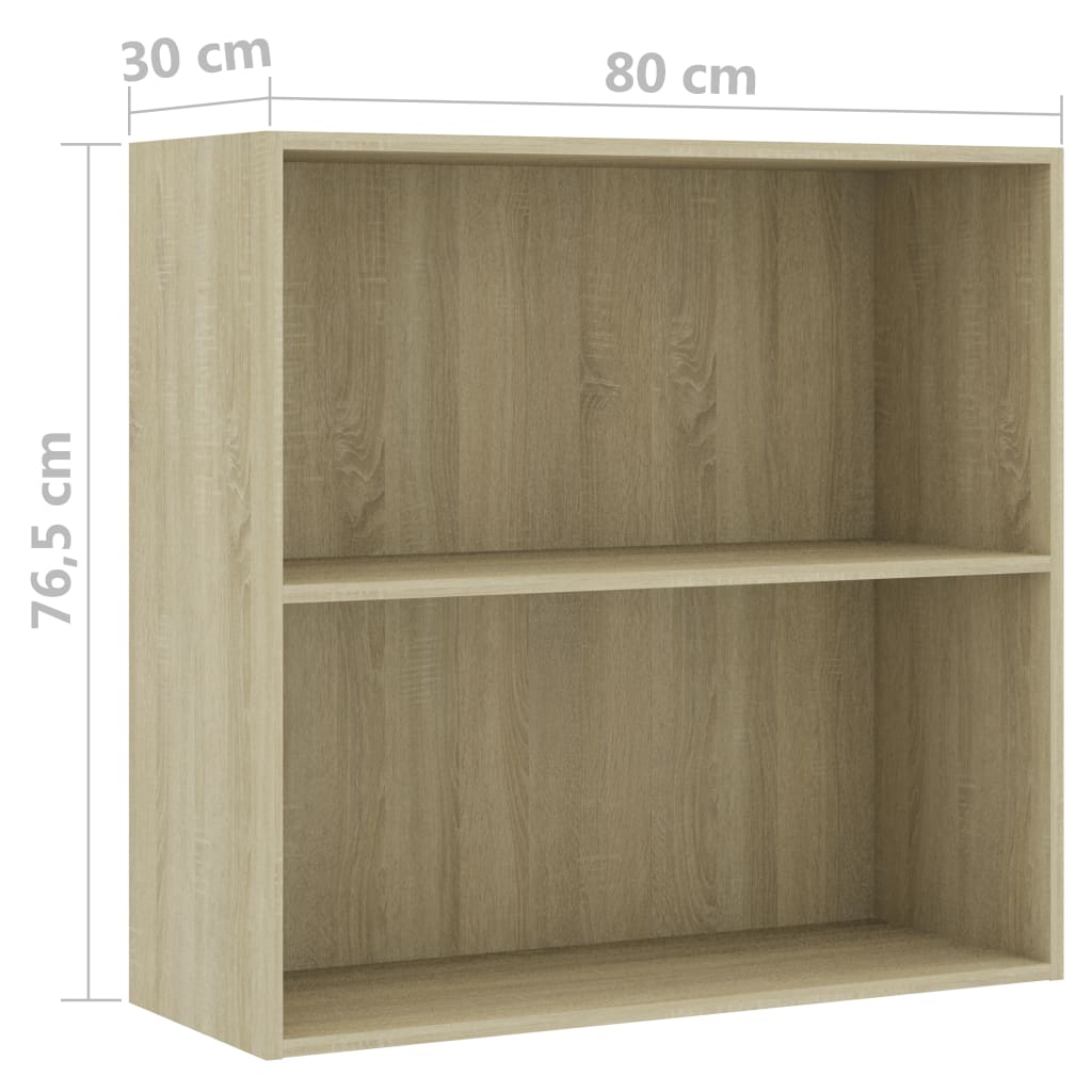 vidaXL Bookcase Sonoma Oak 80x30x76,5 cm Engineered Wood