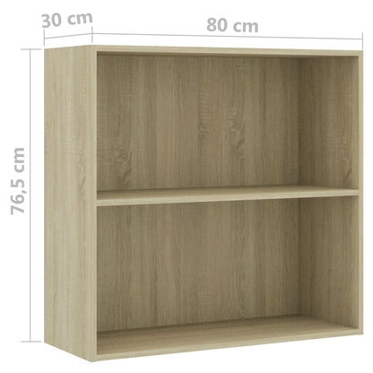 vidaXL Bookcase Sonoma Oak 80x30x76,5 cm Engineered Wood