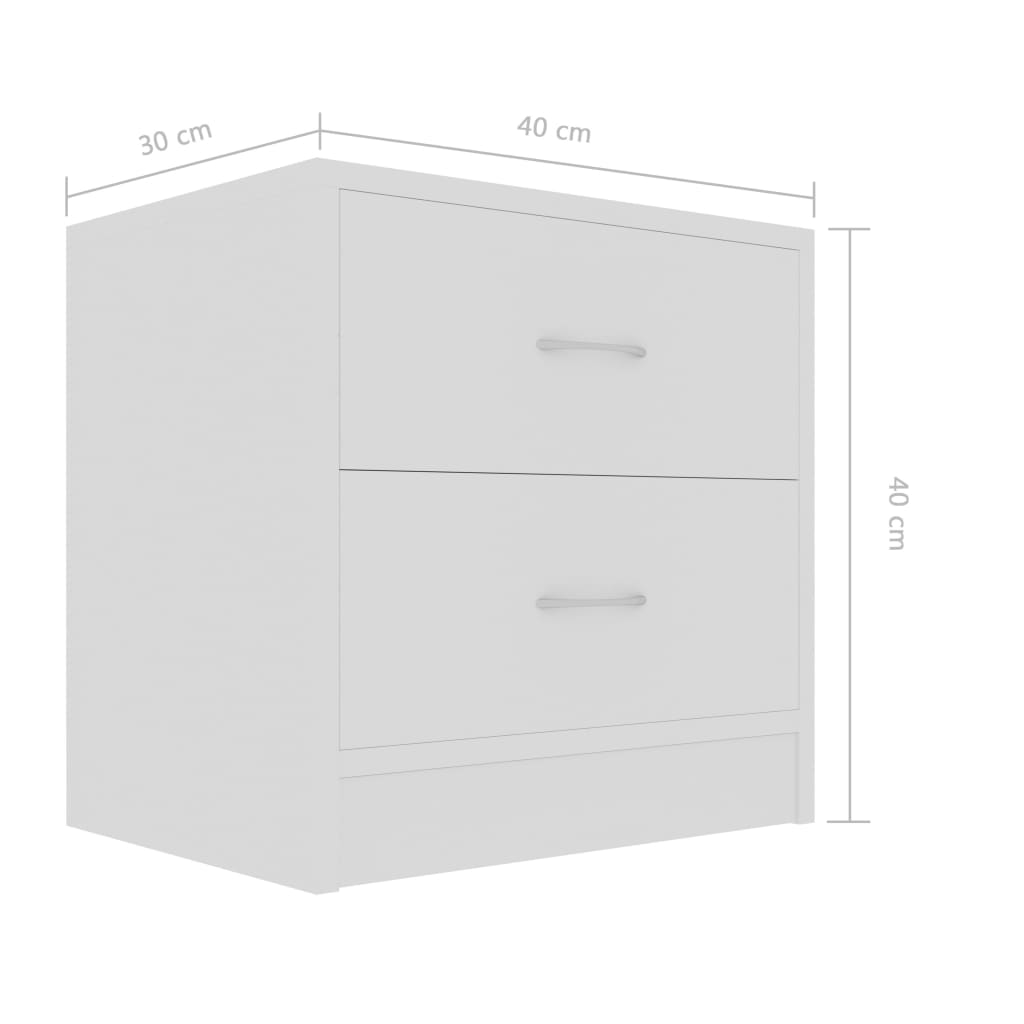 vidaXL Bedside Cabinet White 40x30x40 cm Engineered Wood