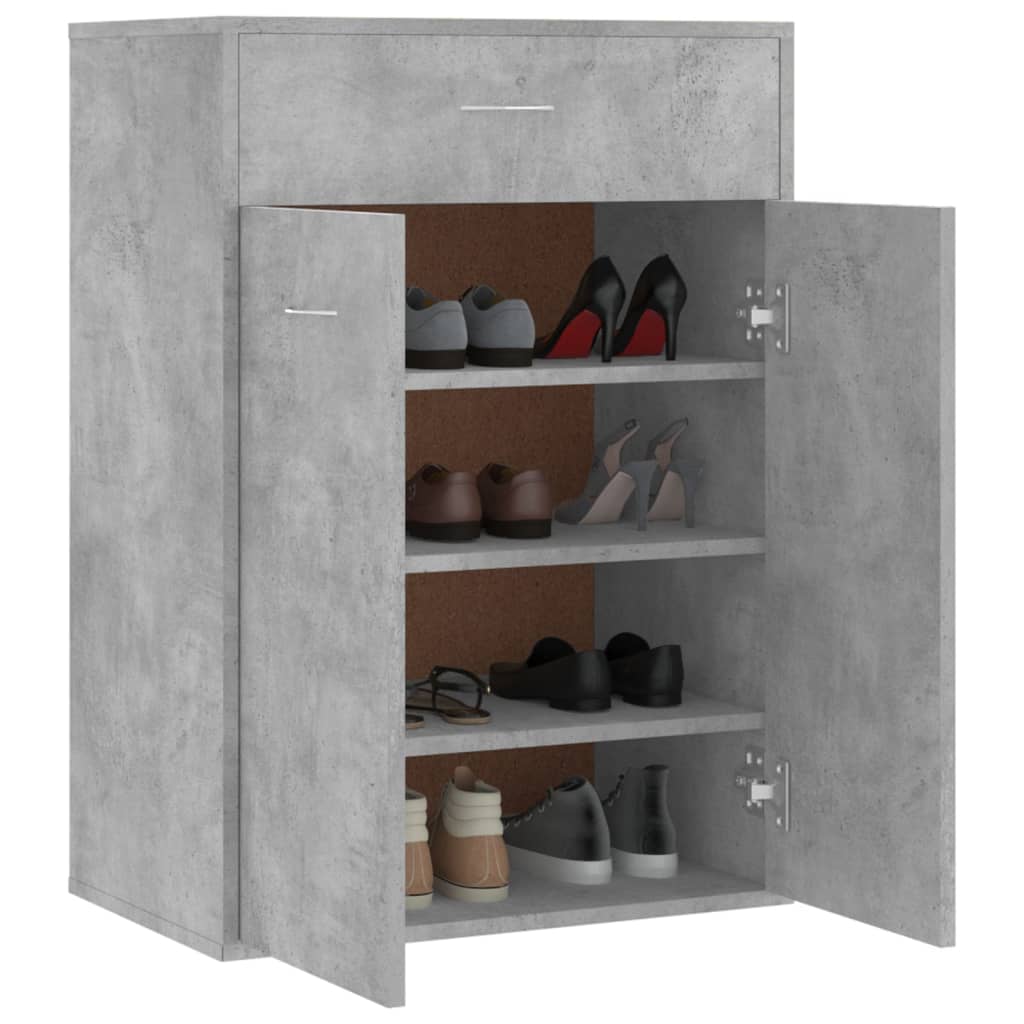 vidaXL Shoe Rack | Concrete grey | Engineered wood | Compact | Shoe Cabinet