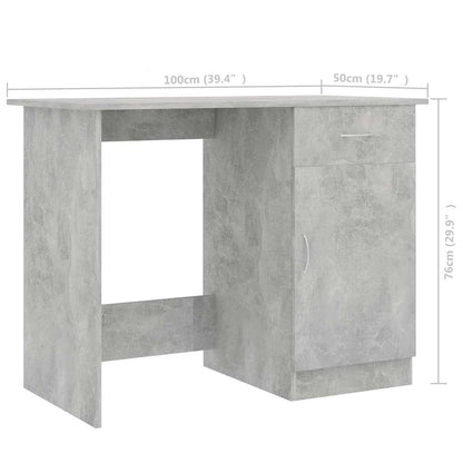 801084 vidaXL Desk Concrete Grey 100x50x76 cm Engineered Wood