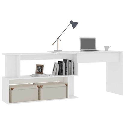 801098 vidaXL Corner Desk White 200x50x76 cm Engineered Wood