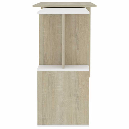 801103 vidaXL Corner Desk White and Sonoma Oak 200x50x76 cm Engineered Wood