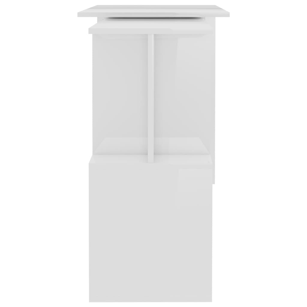 vidaXL Corner Desk High Gloss White 200x50x76 cm Engineered Wood