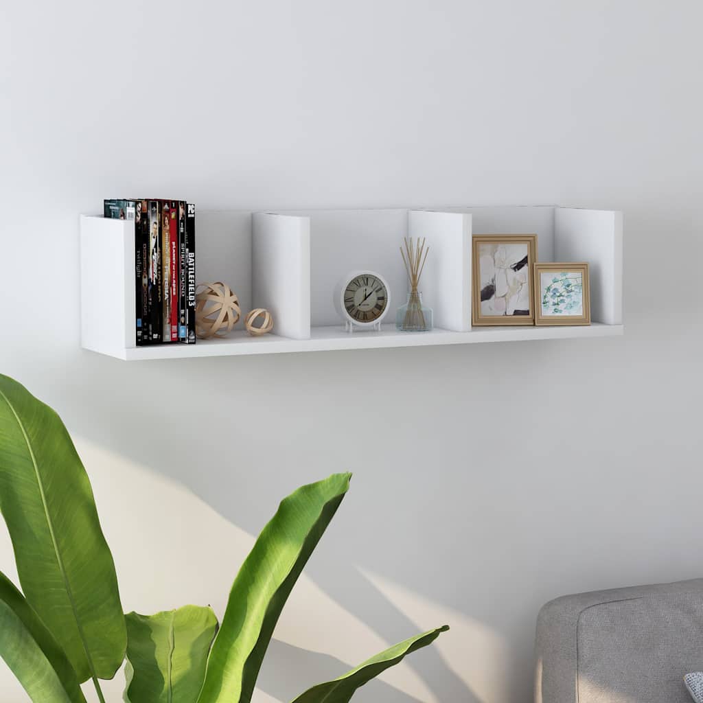 801310 vidaXL CD Wall Shelf White 75x18x18 cm Engineered Wood