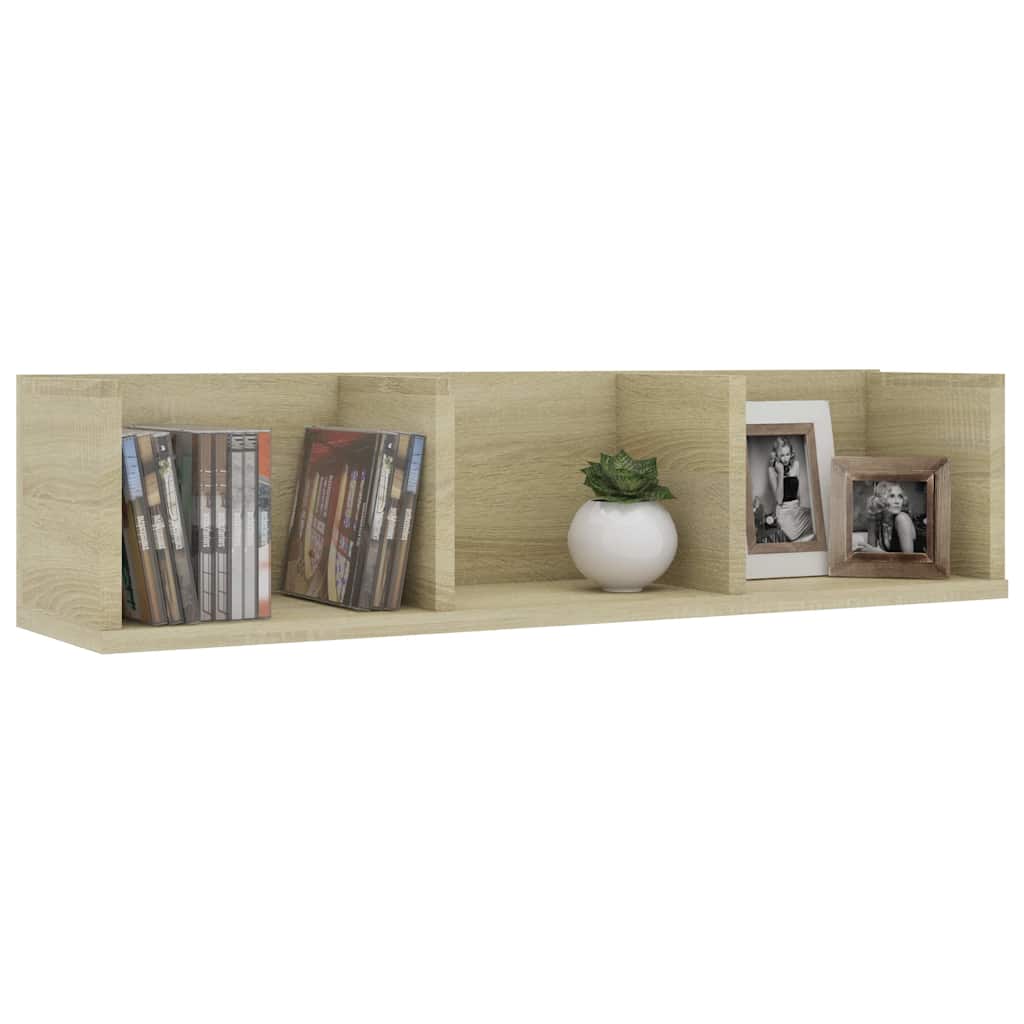 801313 vidaXL CD Wall Shelf Sonoma Oak 75x18x18 cm Engineered Wood
