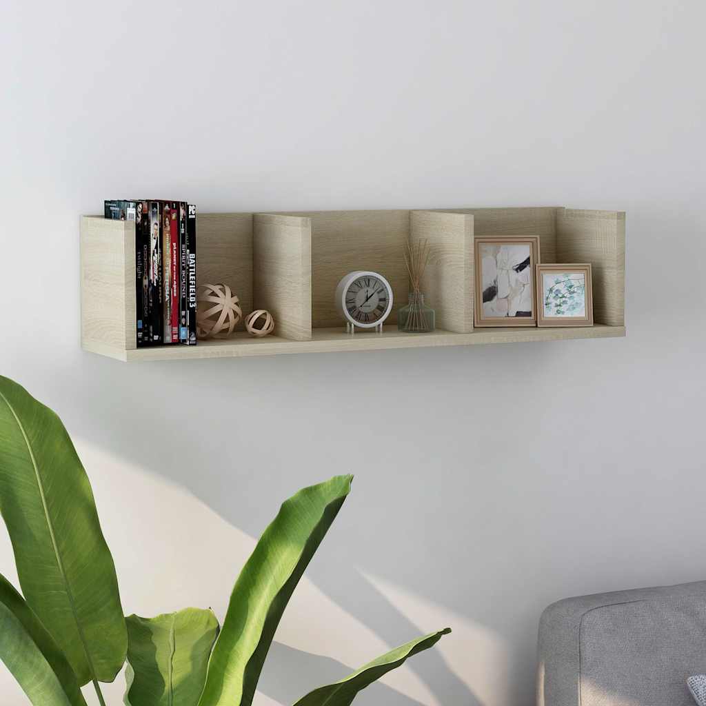 801313 vidaXL CD Wall Shelf Sonoma Oak 75x18x18 cm Engineered Wood