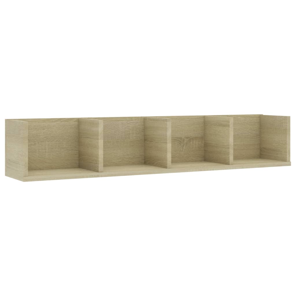 vidaXL CD Wall Shelf Sonoma Oak 100x18x18 cm Engineered Wood