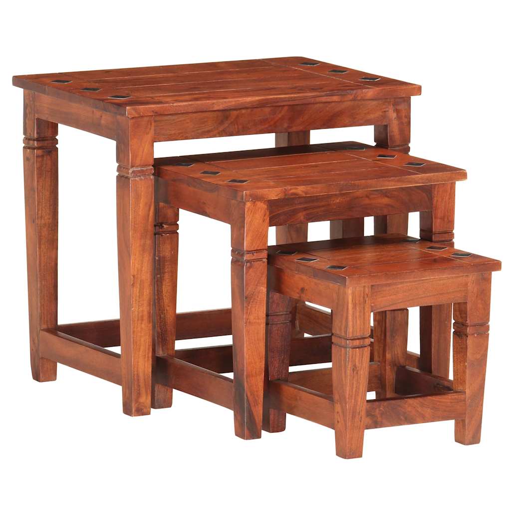 286263 vidaXL Nesting Tables 3 pcs Solid Acacia Wood