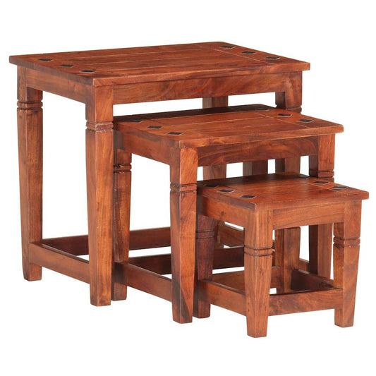 286263 vidaXL Nesting Tables 3 pcs Solid Acacia Wood